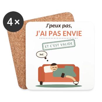 J'ai pas envie et c'est valide - Dessous de verre (lot de 4) - blanc - Devant