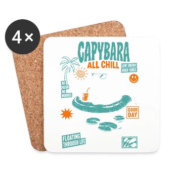 Capybara All Chill Funny Animal - Coasters (set of 4) - white - Front