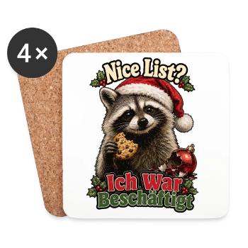 Nice List, Ich war Beschäftigt - Untersetzer (4er-Set) - Weiß - Vorne