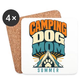 Maman de chien de camping Amante d’aventure estivale - Dessous de verre (lot de 4) - blanc - Devant