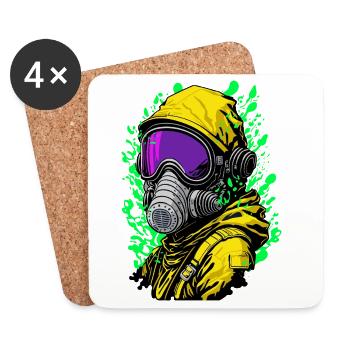 Gas Mask - Coasters (set of 4) - white - Front
