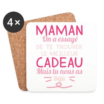 Maman On A Essaye De Te Trouver Le Meilleur Cad... - Dessous de verre (lot de 4) - blanc - Devant