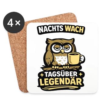 Nachtwächter Legendär Tagsüber - Untersetzer (4er-Set) - Weiß - Vorne