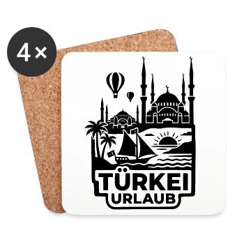 Türkei Urlaub Souvenir - Untersetzer (4er-Set) - Weiß - Vorne