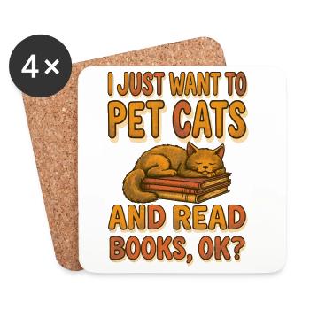 Je veux juste caresser des chats et lire des livres, d’accord - Dessous de verre (lot de 4) - blanc - Devant