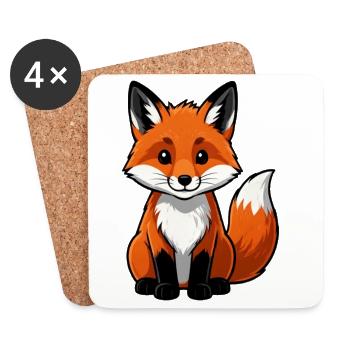 Cadeau du Renard mignon - Dessous de verre (lot de 4) - blanc - Devant