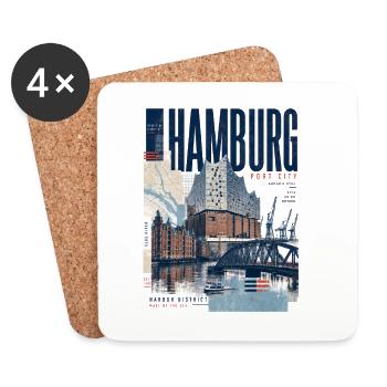 Hamburg Port Blue Collage - Dessous de verre (lot de 4) - blanc - Devant