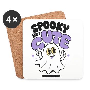 Spooky But Cute Ghost Peace - Coasters (set of 4) - white - Front