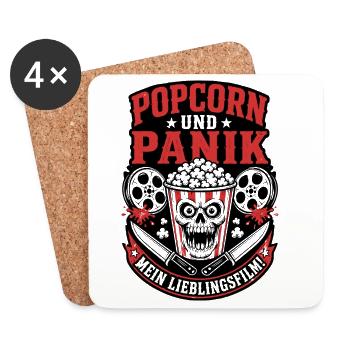 Popcorn und Panik Horror Film Design - Untersetzer (4er-Set) - Weiß - Vorne