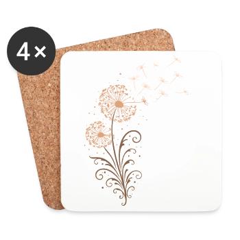 Pissenlit – Motif floral de la nature Pissenlit - Dessous de verre (lot de 4) - blanc - Devant