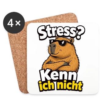 Stress Kenn Ich Nicht Capybara Lustiger Spruch - Untersetzer (4er-Set) - Weiß - Vorne
