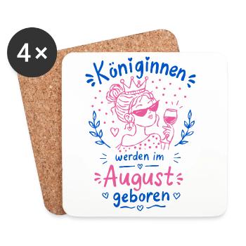 Queens Born in August Birthday Doodle - Coasters (set of 4) - white - Front