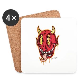 Diable - Dessous de verre (lot de 4) - blanc - Devant