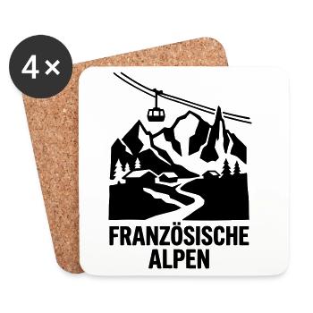 Französische Alpen - Untersetzer (4er-Set) - Weiß - Vorne