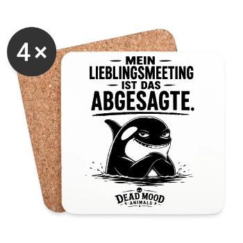 Lustiges Orca Meeting | Büro Humor & Homeoffice - Untersetzer (4er-Set) - Weiß - Vorne