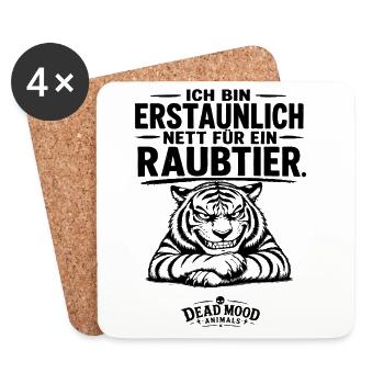 Lustiges Tiger Shirt | Schwarzer Humor & Sarkasmus - Untersetzer (4er-Set) - Weiß - Vorne
