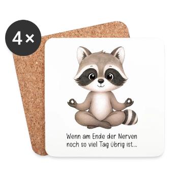 Lehrerhumor Waschbär Meditation Waschbärenklasse - Untersetzer (4er-Set) - Weiß - Vorne