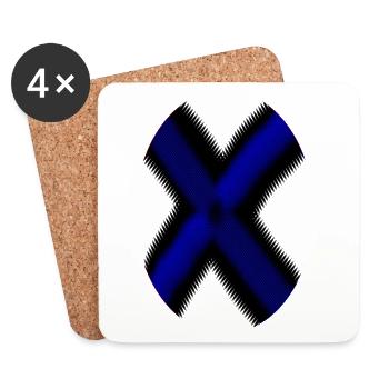 Neon X-Kreuz Blau - Untersetzer (4er-Set) - Weiß - Vorne