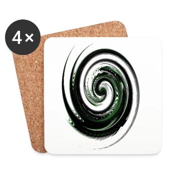 Green Spiral Swirl Neon Art - Coasters (set of 4) - white - Front