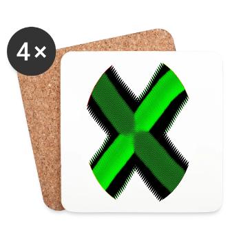 Neon X Pattern Green Black - Coasters (set of 4) - white - Front