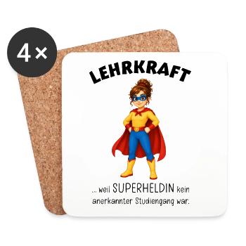 Lehrerin Superheldin Geschenkideen für Lehrkräfte - Untersetzer (4er-Set) - Weiß - Vorne