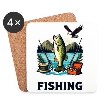 Lakeside Bass Splash Illustration - Coasters (set of 4) - white - Front