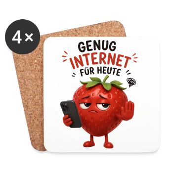 Erdbeere Internet-Auszeit Cartoon - Untersetzer (4er-Set) - Weiß - Vorne