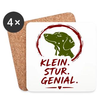Kleiner Hund Stur Genial - Untersetzer (4er-Set) - Weiß - Vorne