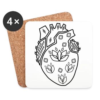 shape of my heart - black - Coasters (set of 4) - white - Front
