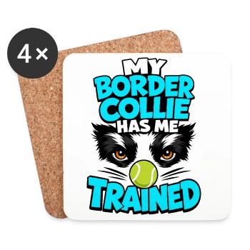 Border Collie m’a dressé, un cadeau drôle de propriétaire de chien - Dessous de verre (lot de 4) - blanc - Devant