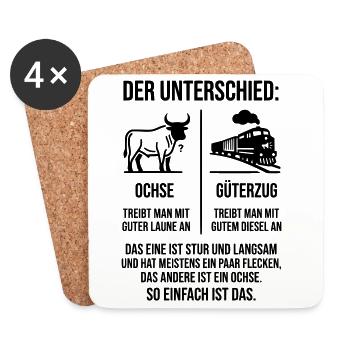 Ochse Güterzug - Untersetzer (4er-Set) - Weiß - Vorne