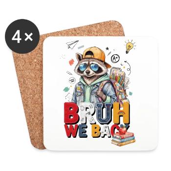 Bruh We Back School Raccoon - Coasters (set of 4) - white - Front