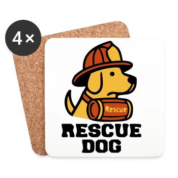 Feuerwehrhund Rescue Dog Logo - Untersetzer (4er-Set) - Weiß - Vorne