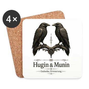 Hugin & Munin: Gedanken Erinnerung - Untersetzer (4er-Set) - Weiß - Vorne