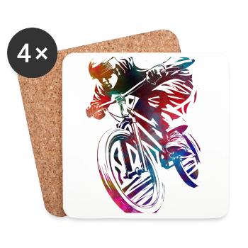 Un vélo coloré dans l’abstraction - Dessous de verre (lot de 4) - blanc - Devant