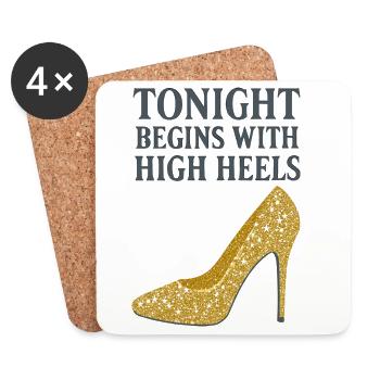 Glitter High Heels – Tonight begins with... - Coasters (set of 4) - white - Front