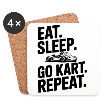 Mange. Dors. Go Kart. Répétez. - Dessous de verre (lot de 4) - blanc - Devant