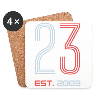 "23 Est. 2003" Geburtstagsdesign - Untersetzer (4er-Set) - Weiß - Vorne