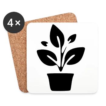 Flower Pot Plant Garden Gardener Gift - Coasters (set of 4) - white - Front