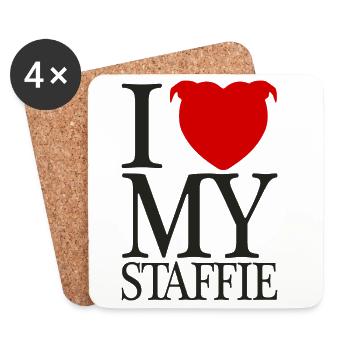 Ich liebe meinen Staffie mit Herzkopf - 008b - Untersetzer (4er-Set) - Weiß - Vorne
