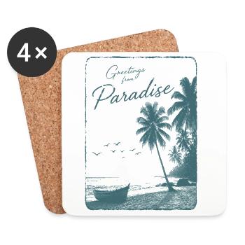 Grüße aus Retro Paradise - Untersetzer (4er-Set) - Weiß - Vorne