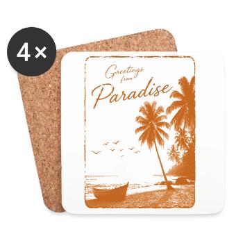 Grüße aus dem Paradies - Untersetzer (4er-Set) - Weiß - Vorne