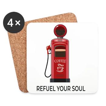 Refuel Your Soul – Coffee Station - Untersetzer (4er-Set) - Weiß - Vorne