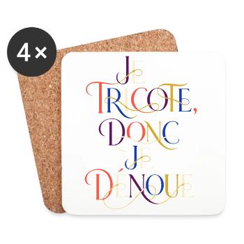 Chromatisches Stricken in verzierten Buchstaben - Untersetzer (4er-Set) - Weiß - Vorne