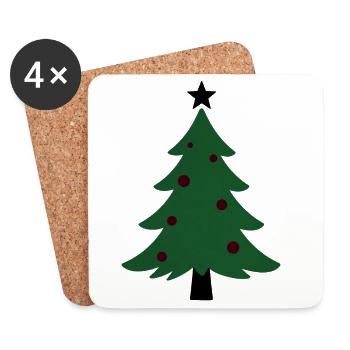 Minimal Green Christmas Tree - Coasters (set of 4) - white - Front