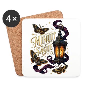 Minuit s'agite: lanterne et papillons - Dessous de verre (lot de 4) - blanc - Devant