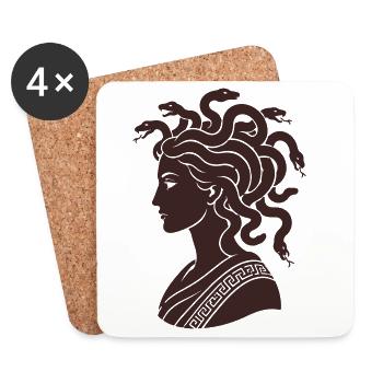 Medusa silhouette with snakes - Coasters (set of 4) - white - Front