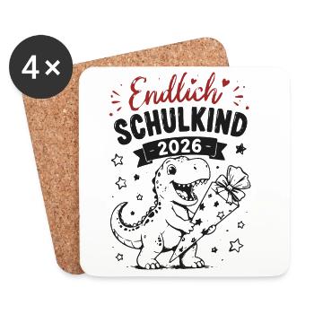 Endlich Schulkind 2026 - Untersetzer (4er-Set) - Weiß - Vorne