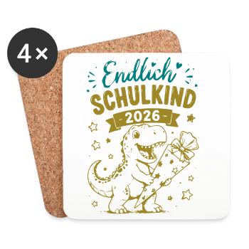 Endlich Schulkind 2026 - Untersetzer (4er-Set) - Weiß - Vorne
