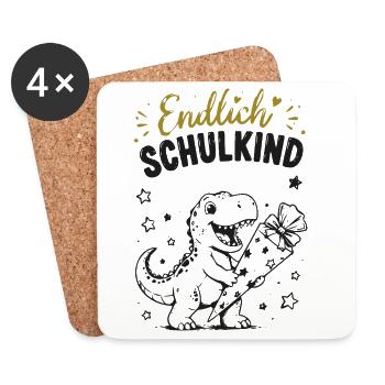 Endlich Schulkind - Untersetzer (4er-Set) - Weiß - Vorne